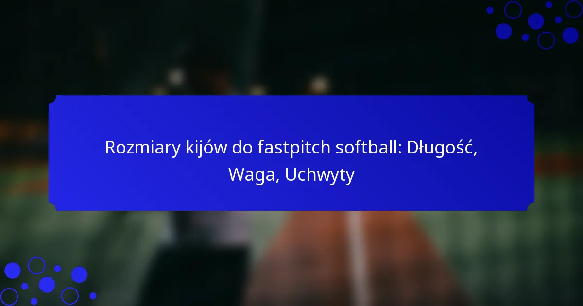 Rozmiary kijów do fastpitch softball: Długość, Waga, Uchwyty
